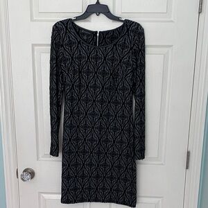 INC International Concepts Black Floral Long Sleeve Dress